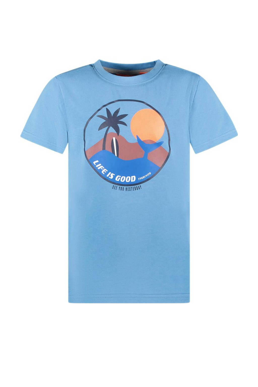 TYGO & vito T-shirt Jaimy met printopdruk lichtblauw