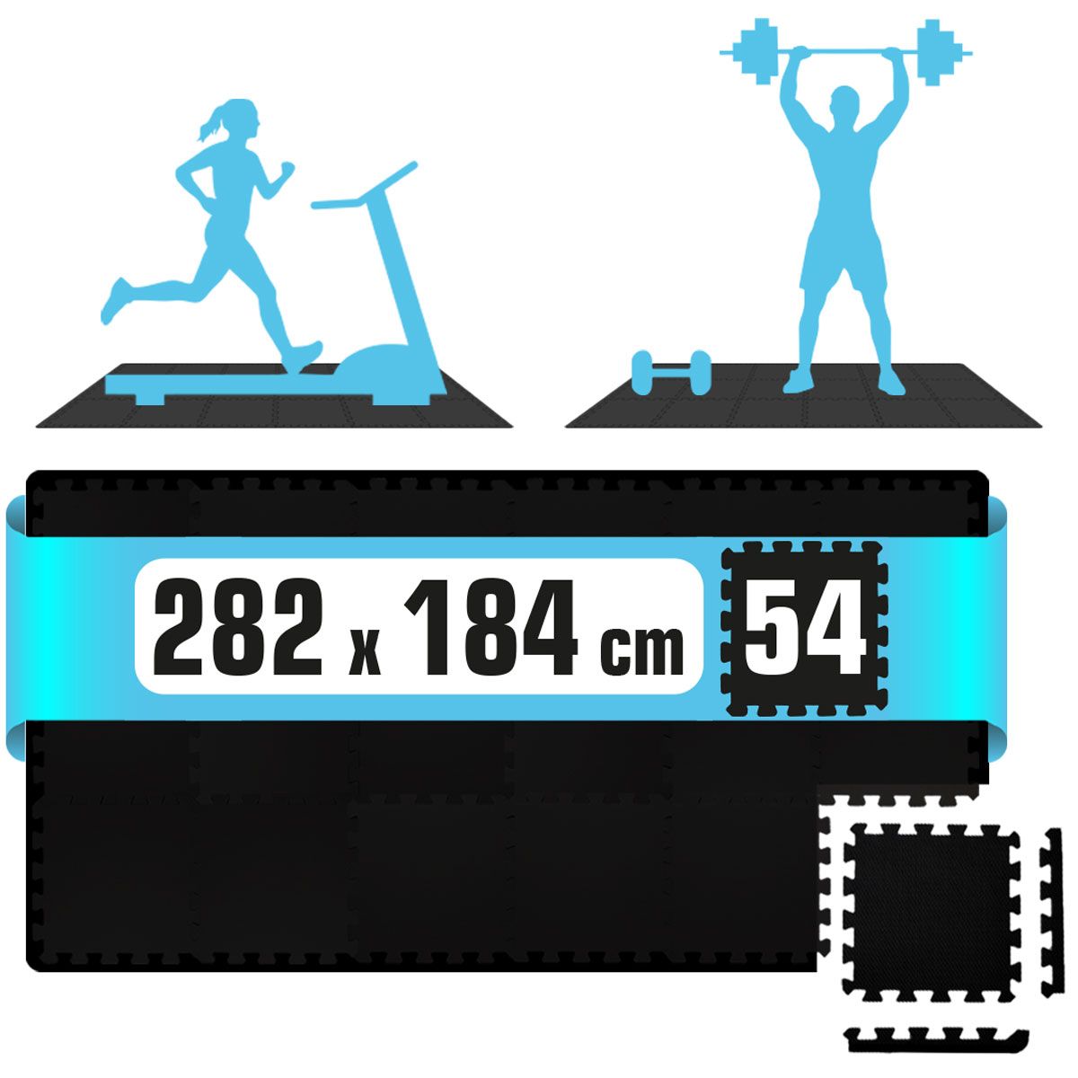 eyepower 54er Set Fitness-Bodenschutzmatte 30x30cm