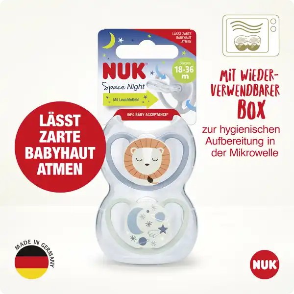Space Night Silikon-Schnuller, blau & mint, 18-36 Monate