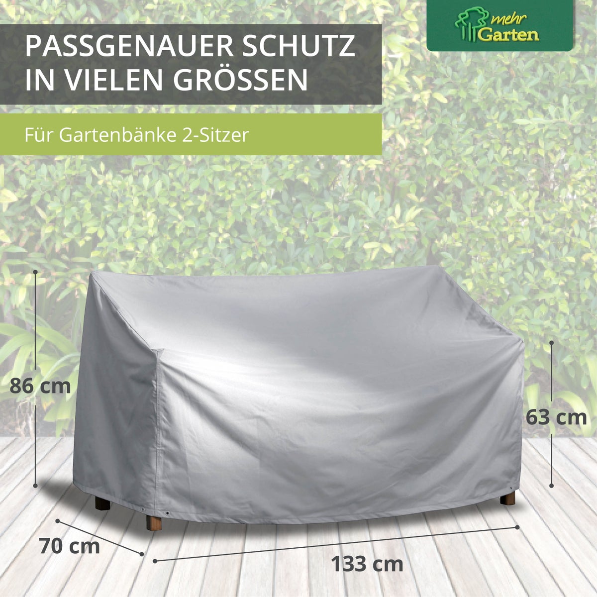 More Garden - Premium PROTECT tuinbankhoes, 3-zits, 163(B) x 70(D) x 63/86(H) cm | Waterdichte, uv-bestendige, ademende tuinmeubelhoes, robuuste stof | Taupe/lichtgrijs