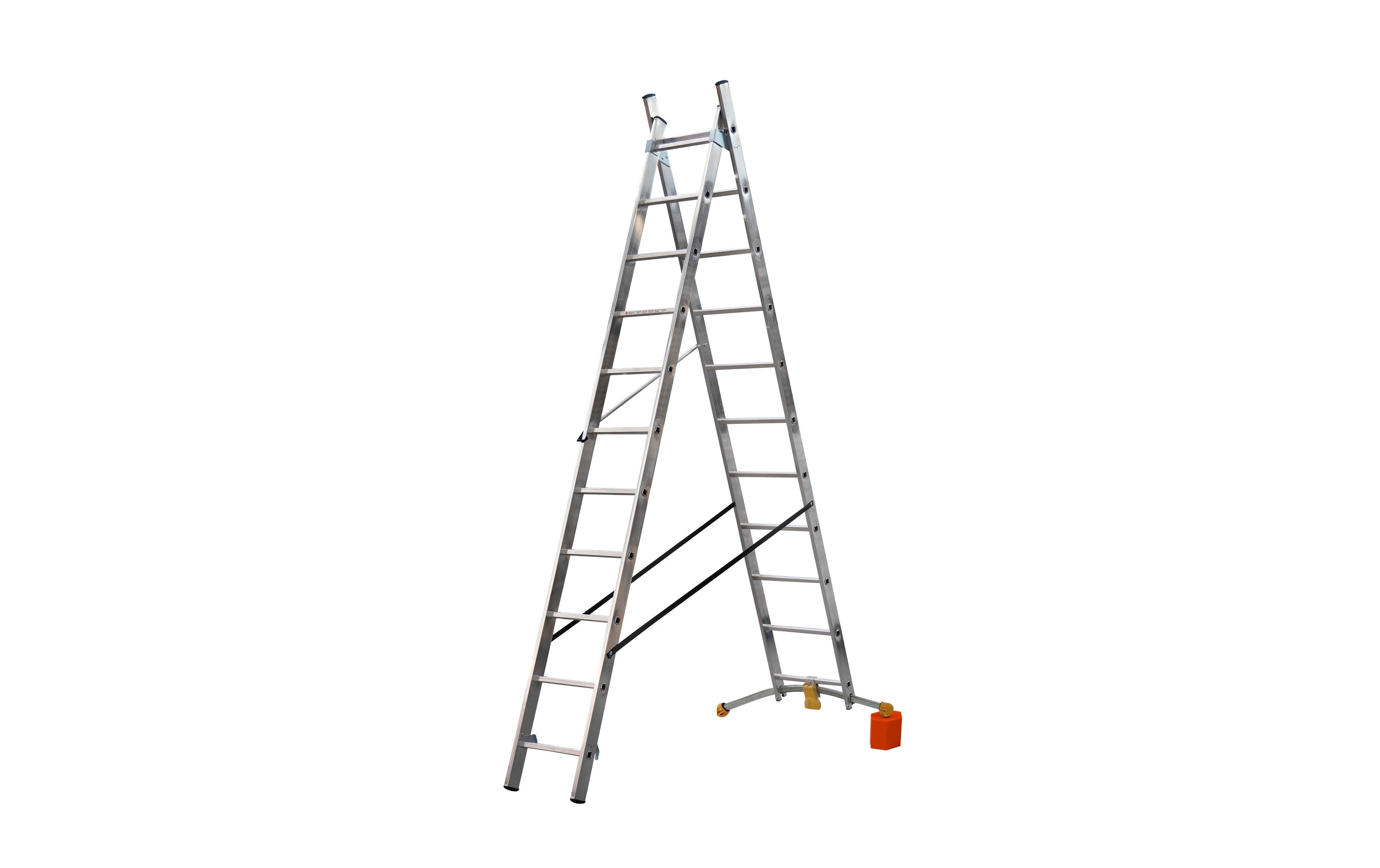 Kombileiter HobbyLOT 2 x 11 Sprossen<br>Als Schiebe- oder Bockleiter einsetzbar