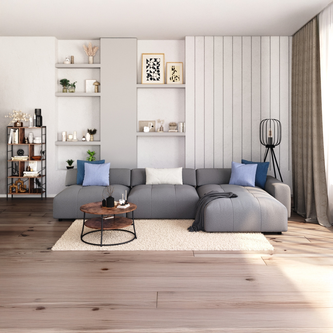 Ecksofa BONNIE rechts grau