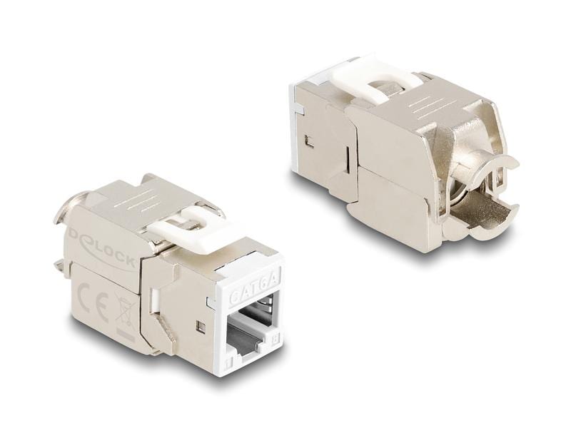 Delock Keystone-Modul RJ45 zu LSA Cat.6A Weiss, 10 Stück Delock Keystone Modul RJ45 Buchse zu LSA Cat.6A werkzeugfrei weiss Set 10 Stück