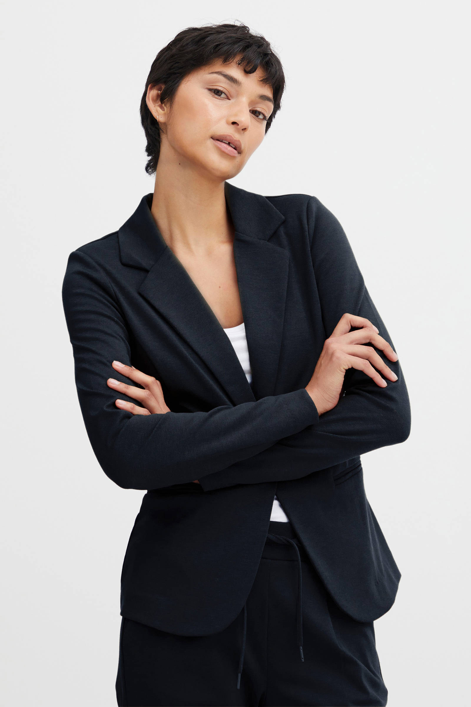 ICHI getailleerde blazer IHKATE donkerblauw