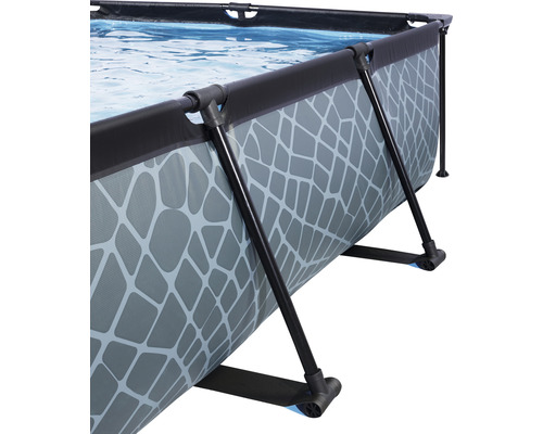 EXIT StonePool rechthoekige opzetzwembadset 300x200x65 cm inclusief patroonfiltersysteem, steenlook