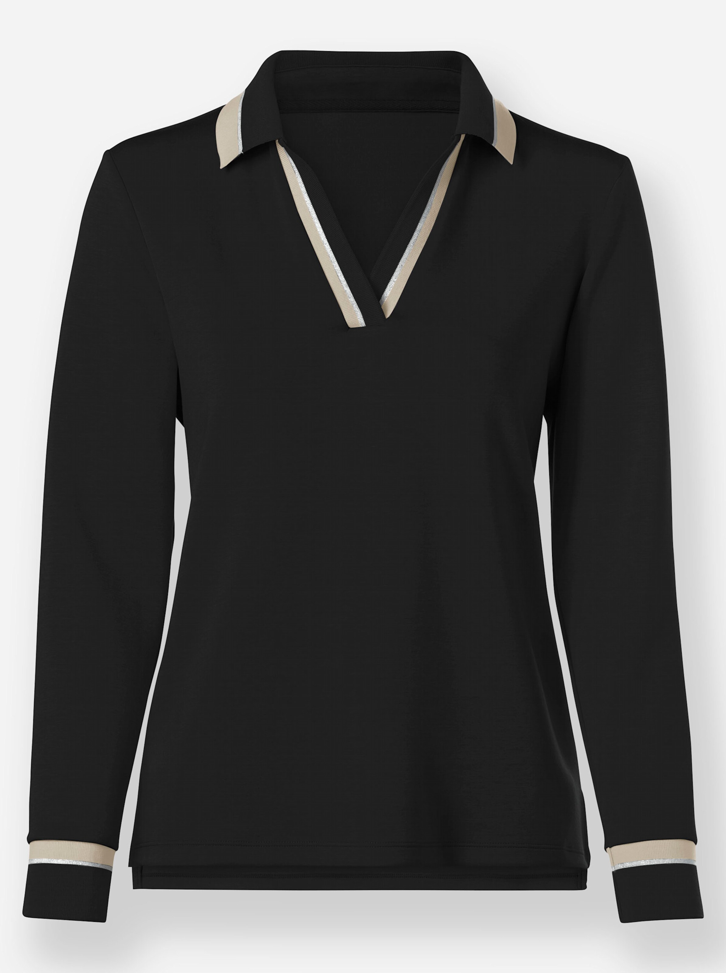 Poloshirt in schwarz-sand-gemustert