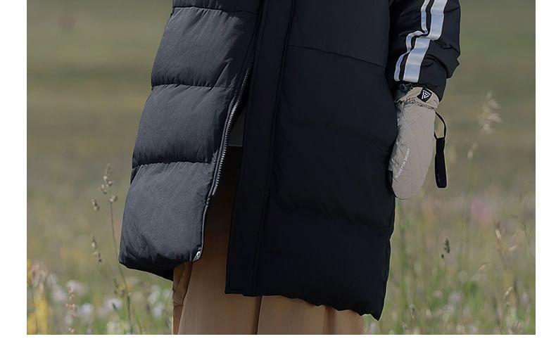 Dandyluxe - Contrasterende capuchon- en ritslange pufferjas