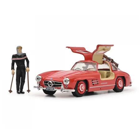 Schuco MB 300 SL rot mit Ski 1:43