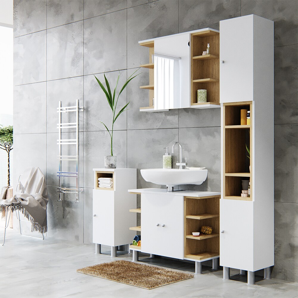 Vicco Spiegelschrank Aquis Spiegel Badspiegel Wandspiegel Bad EicheWeiß