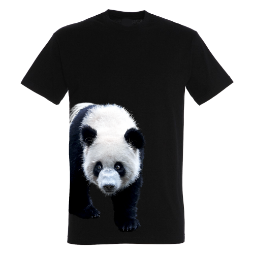 Camiseta com estampa de panda, preta.
