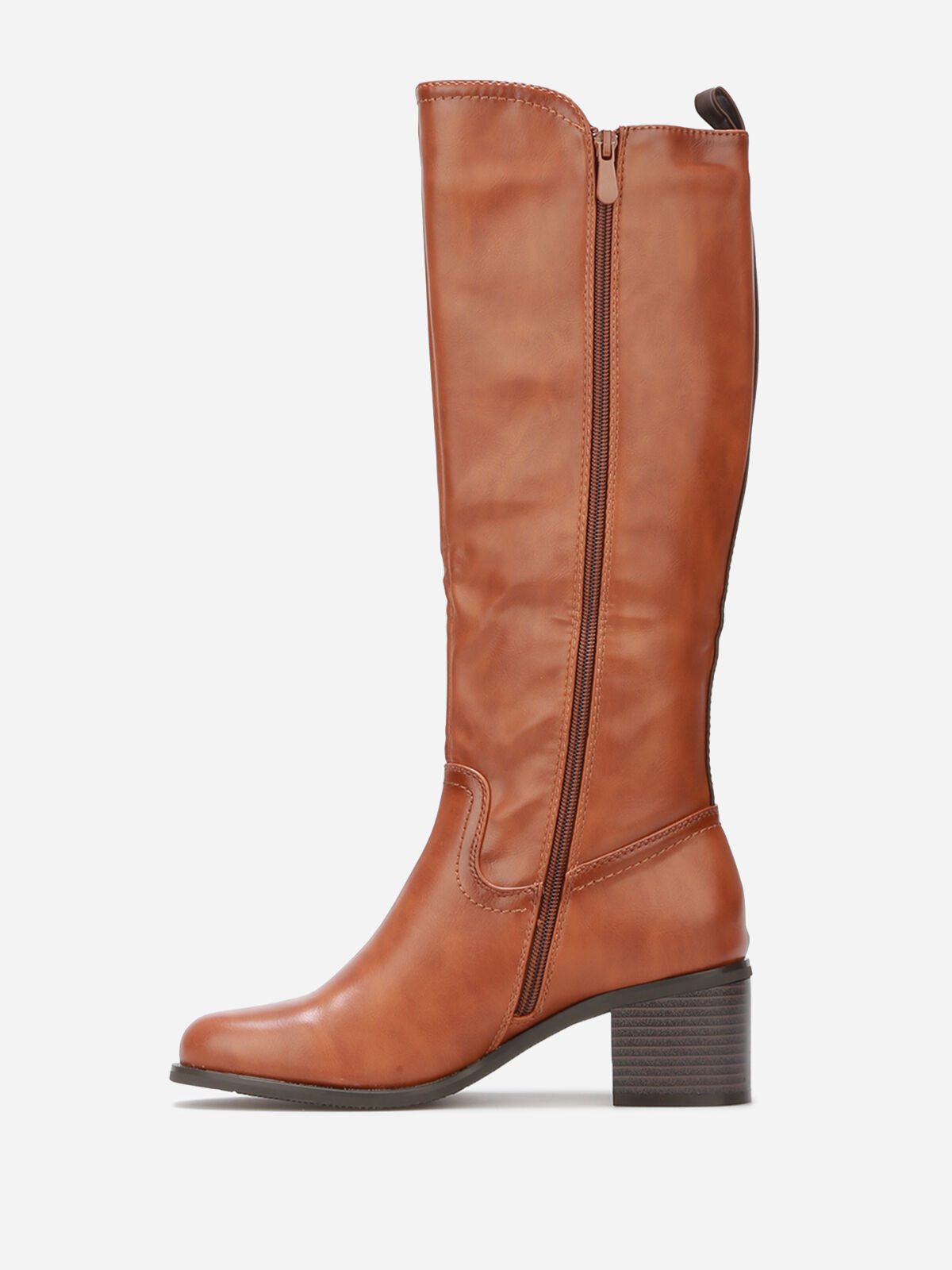 Bottes cavalières à empiècement élastique- Camel