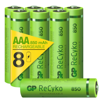 GP Batterij Oplaadbaar AAA NiMH 850 mAh ReCyko 1,2V 8 stuks