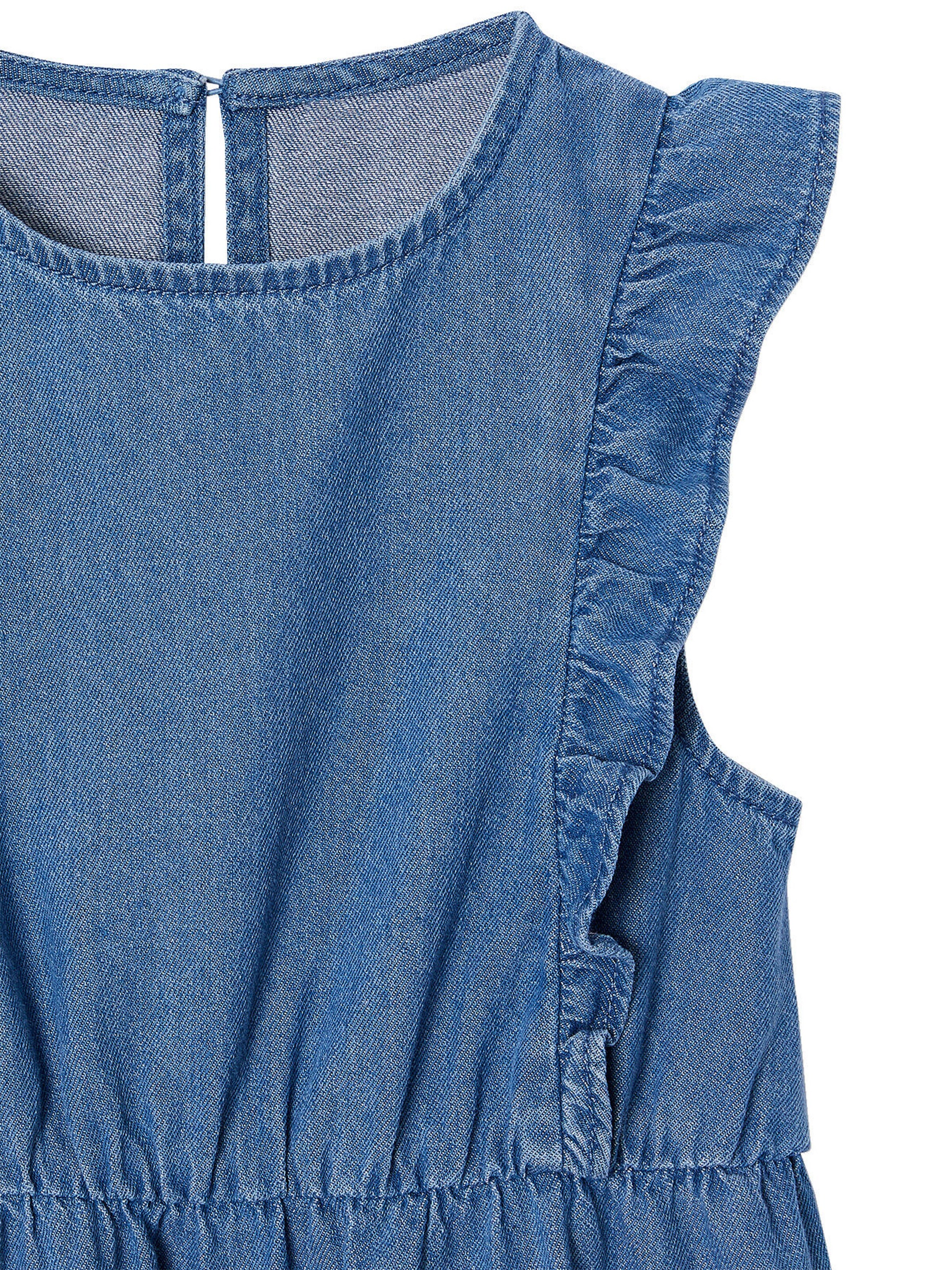 Vertbaudet Mädchen Jeanskleid mit Volants blue stone