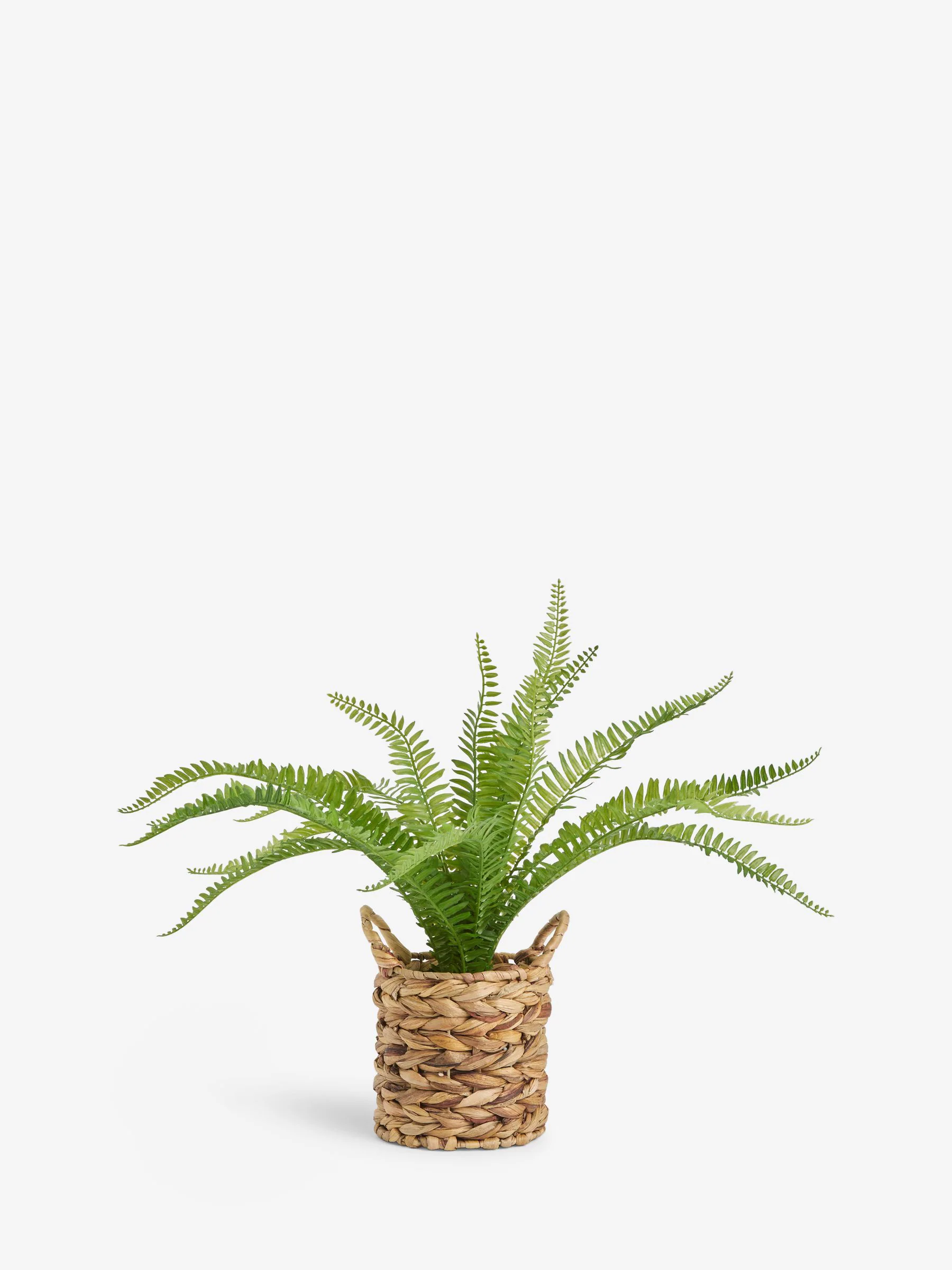 Artificial Boston Fern In Natural Woven Plant Pot
