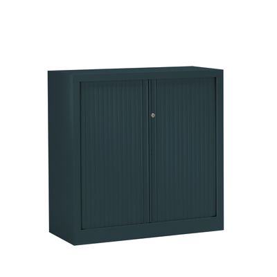 Armoire basse monobloc à rideaux ETIC - 100 x 120 cm - anthracite
