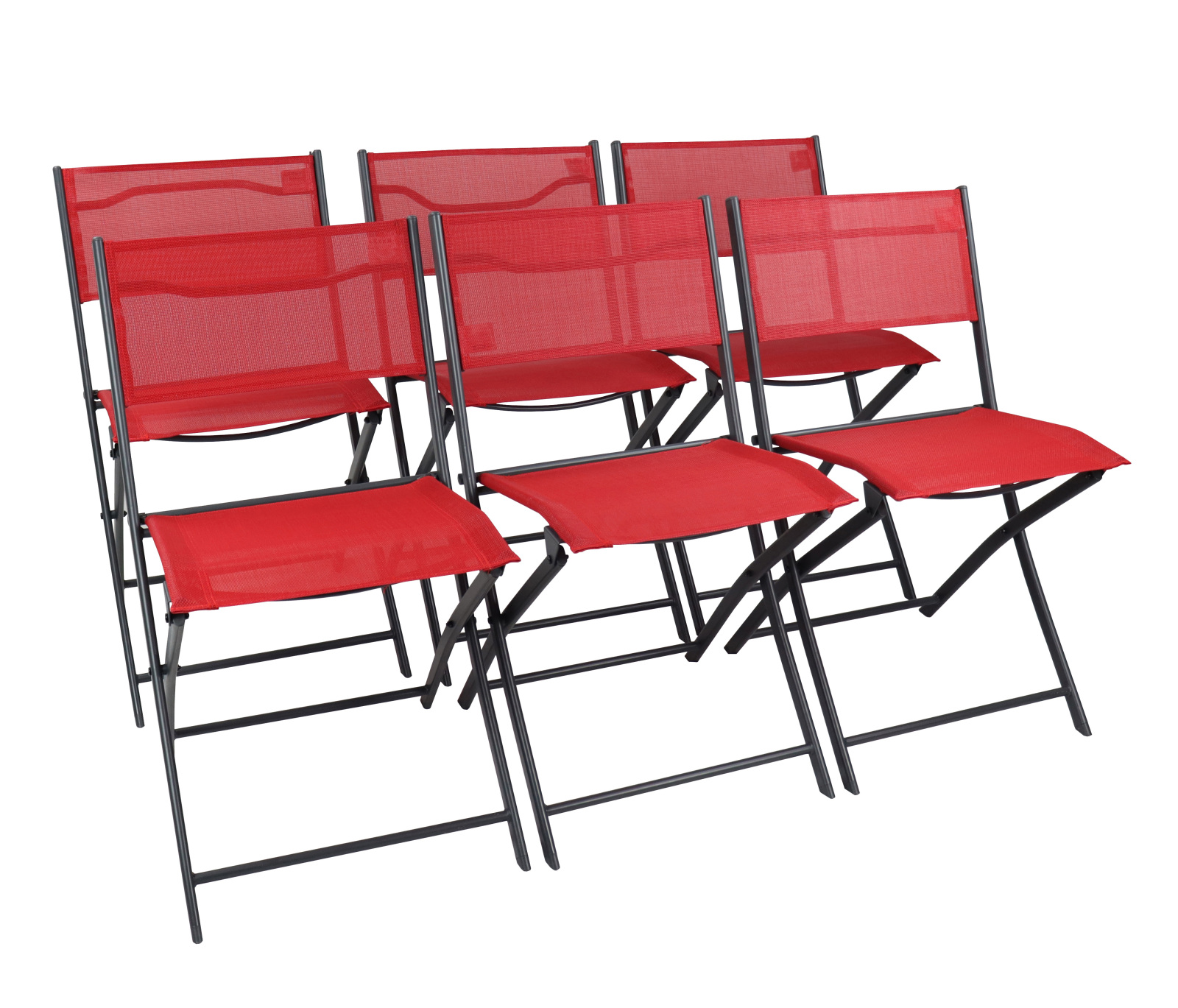 6er-Set Klappstuhl SUMILA - rot - 79 cm