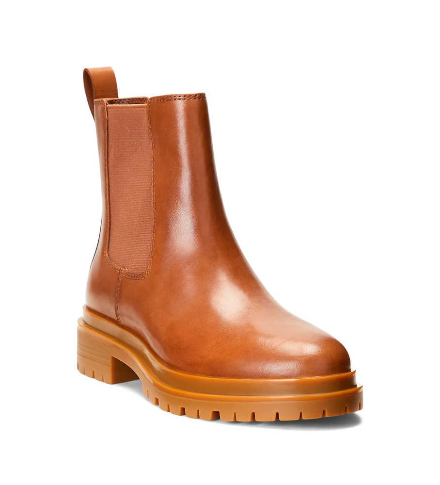 Botas de tornozelo Ralph Lauren Corinne em couro marrom