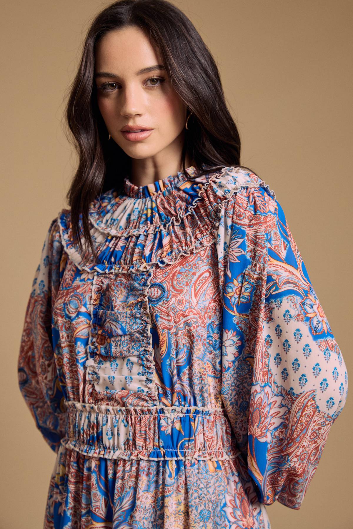 Oasis Robe Mi-Longue à Détails Volantés