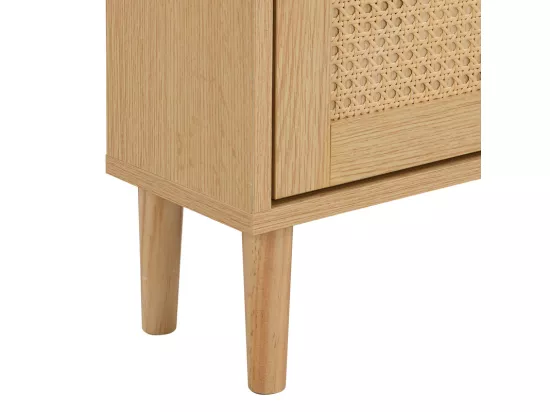 Meuble à chaussures en bois et rotin - 3 portes abattants et 1 tiroir - étagère réglable - Naturel