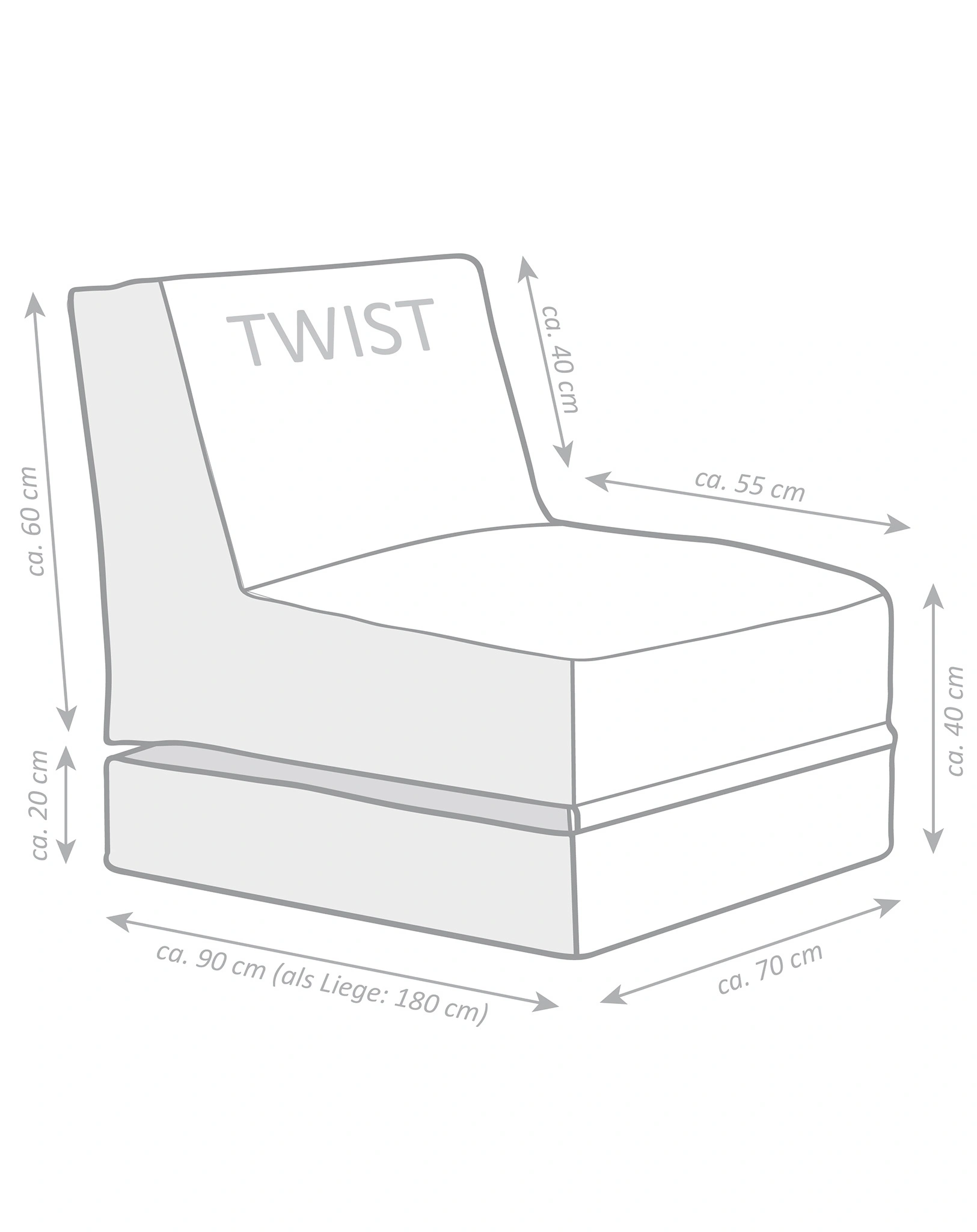 Sitzsack Twist SCUBA (Farbe: eukalyptus)