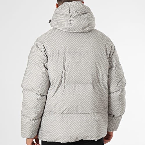 Doudoune Capuche Beige Gris