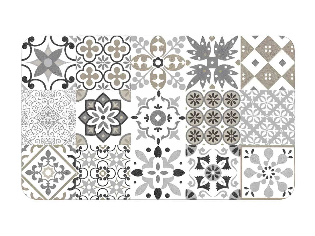 Tapis décoratif en polyester - L 45 x l 75 cm - Imprimé salou blanc