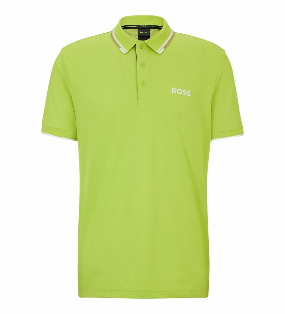 Camisa Polo Curva BOSS Paul Verde Limão