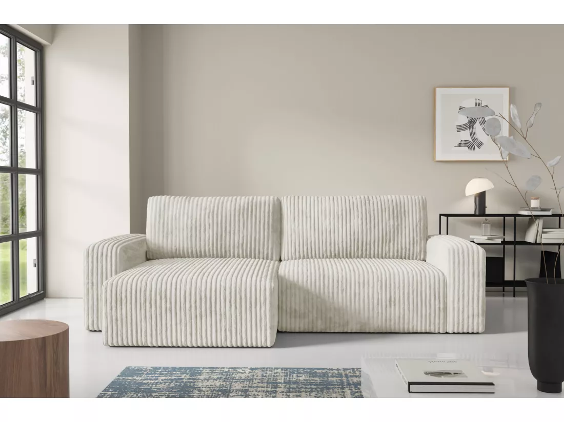 Canapé d'angle convertible Cord FANO Beige