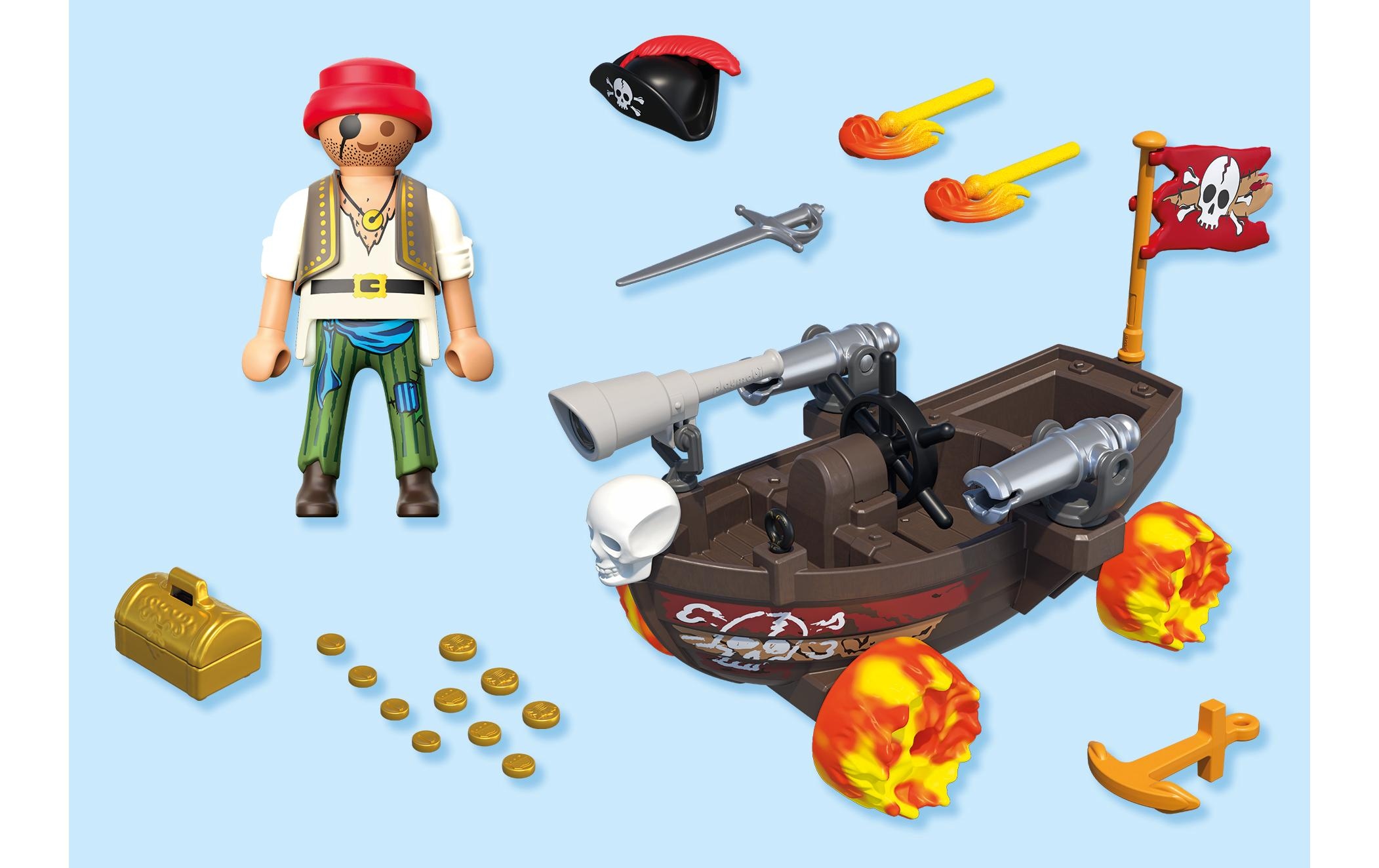 Playmobil® Konstruktions-Spielset »Playmo-Karts: Rasendes Piratenboot 71720«