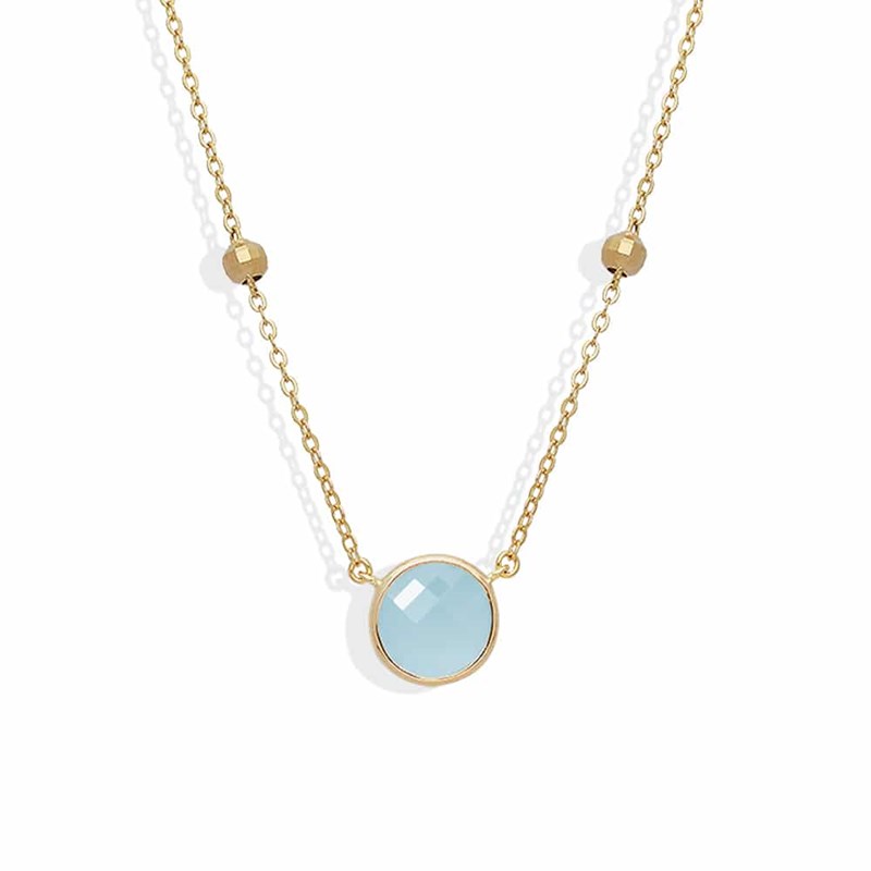 Collier Argent Doré Valentine Cristal Vert Eau