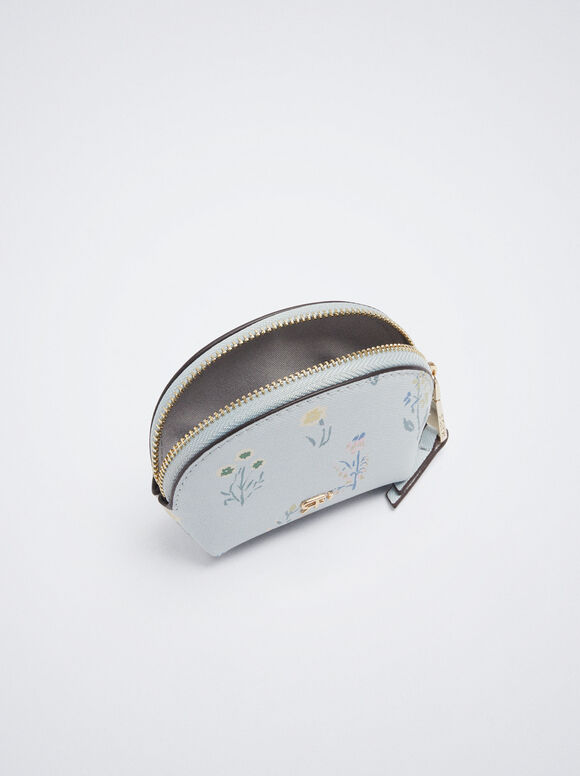 Porta-moedas com estampa floral - Azul