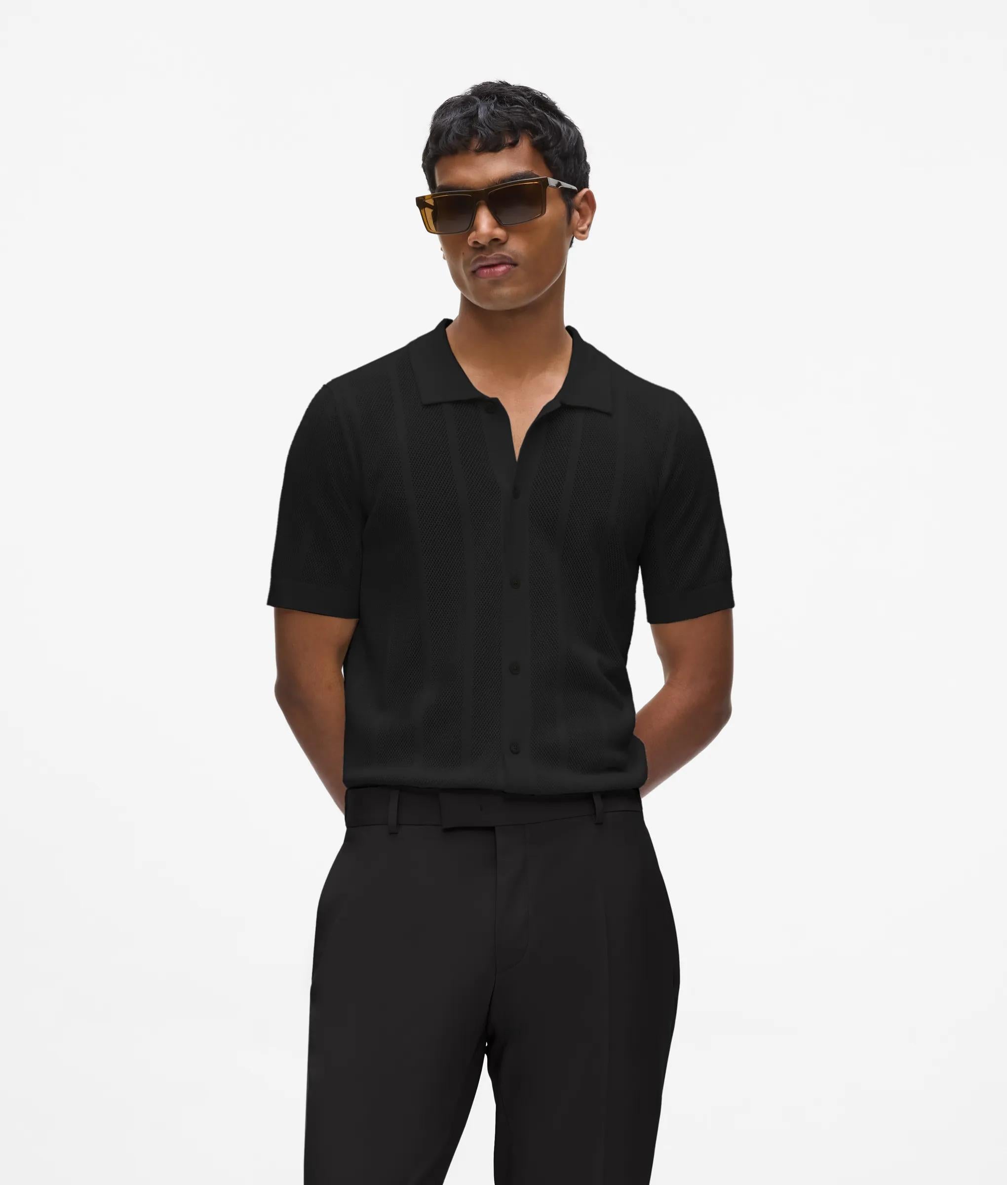 Shirt met korte mouwen van gebreide stof