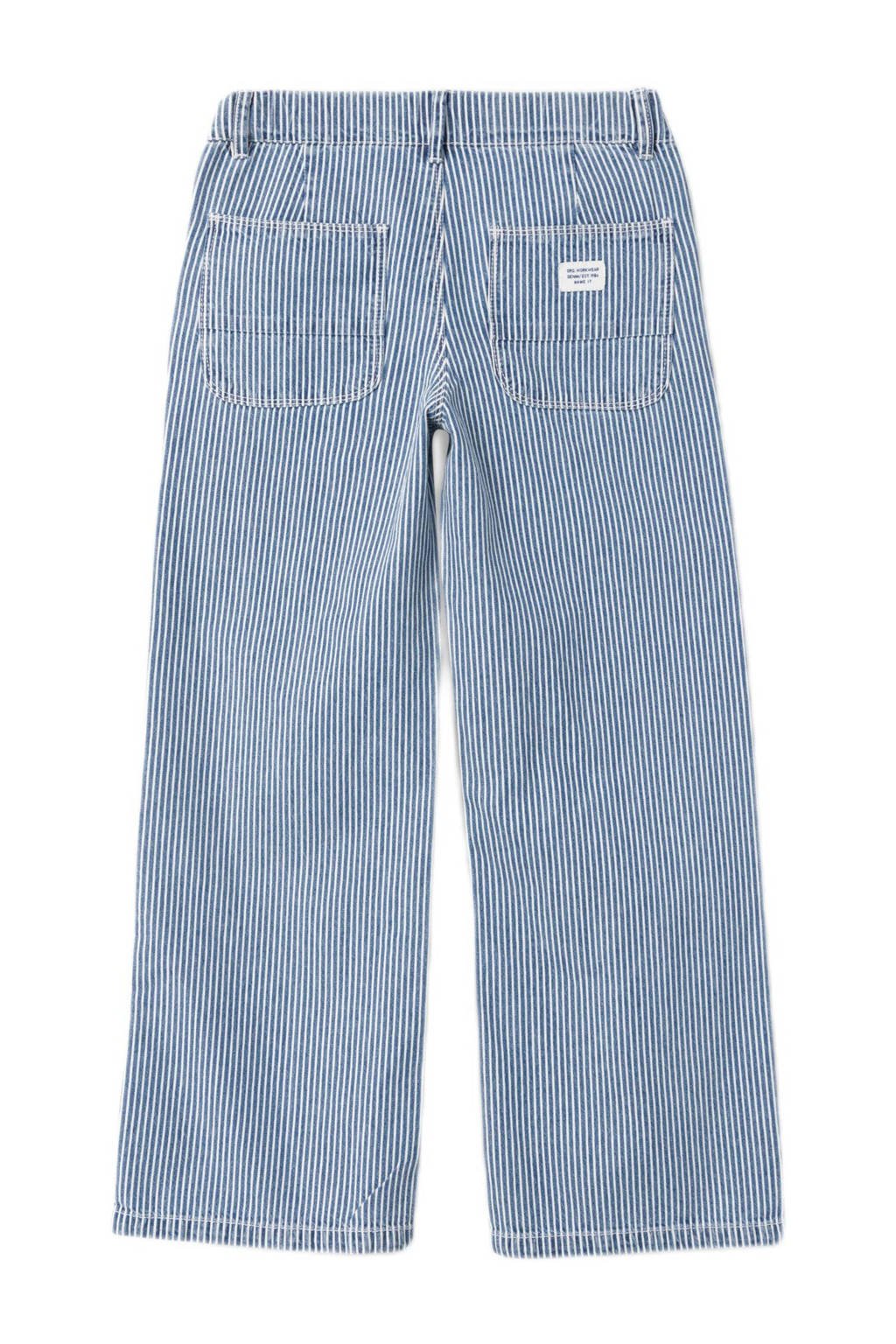 NAME IT gestreepte wide leg jeans NKFROSE medium blue denim