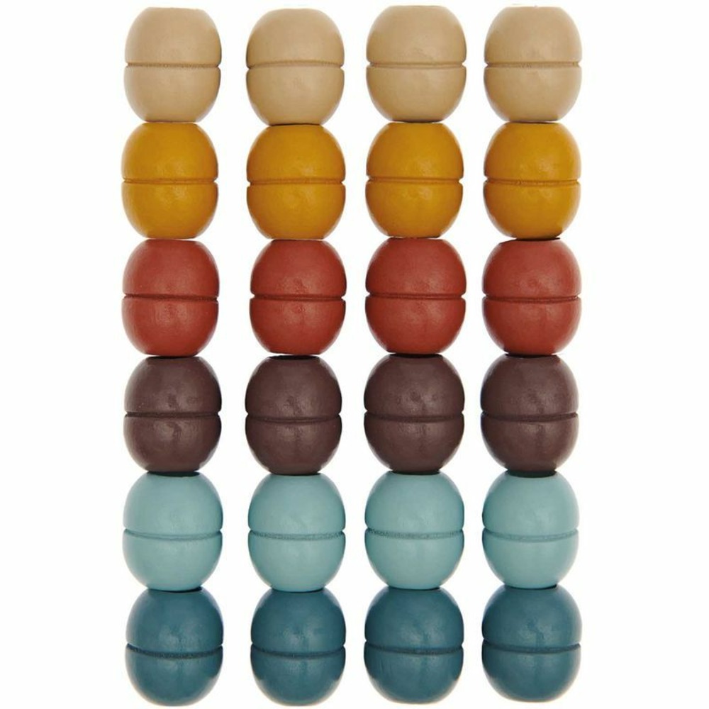 24 perles rondes - bois couleur terre - 22 mm