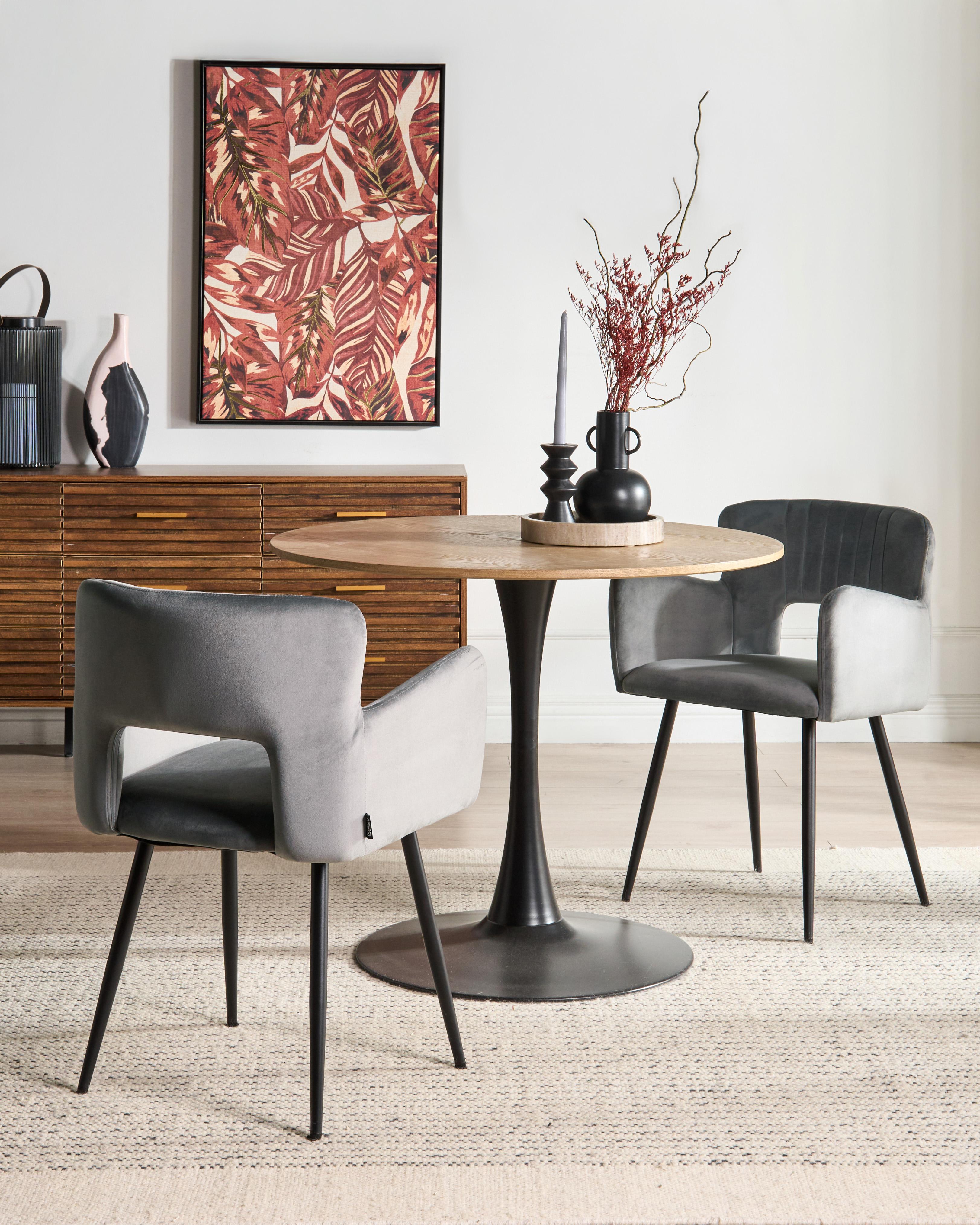 Set van 2 eetkamerstoelen SANILAC Fluweel Grijs