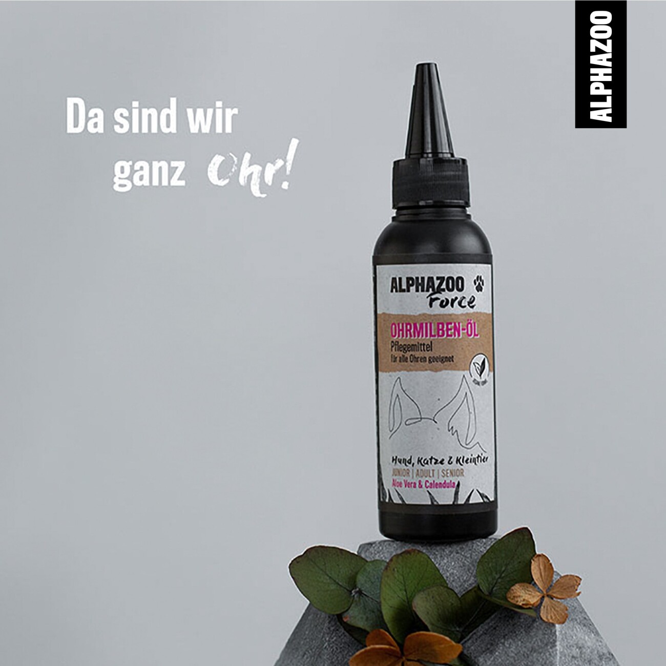 ALPHAZOO Anti Ohrmilbenöl 100ml I Hunde I Effektiv gegen Ohrmilben I Milben im Ohr