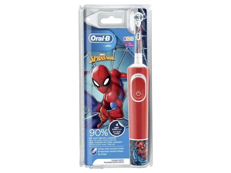 Oral-B elektrisk tandbørste, specielt til børn, rundt børstehoved, Sensitive (ekstra skånsom), timer, batteridrift (320074)