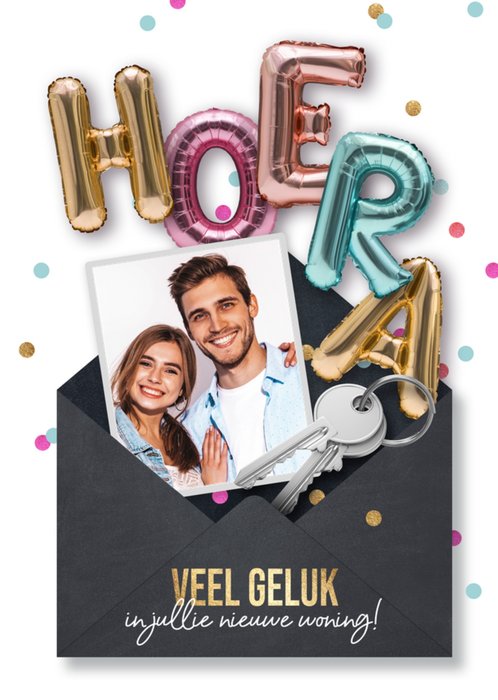 Luckz I Nieuwe woning kaart | Veel geluk | Ballonnen tekst