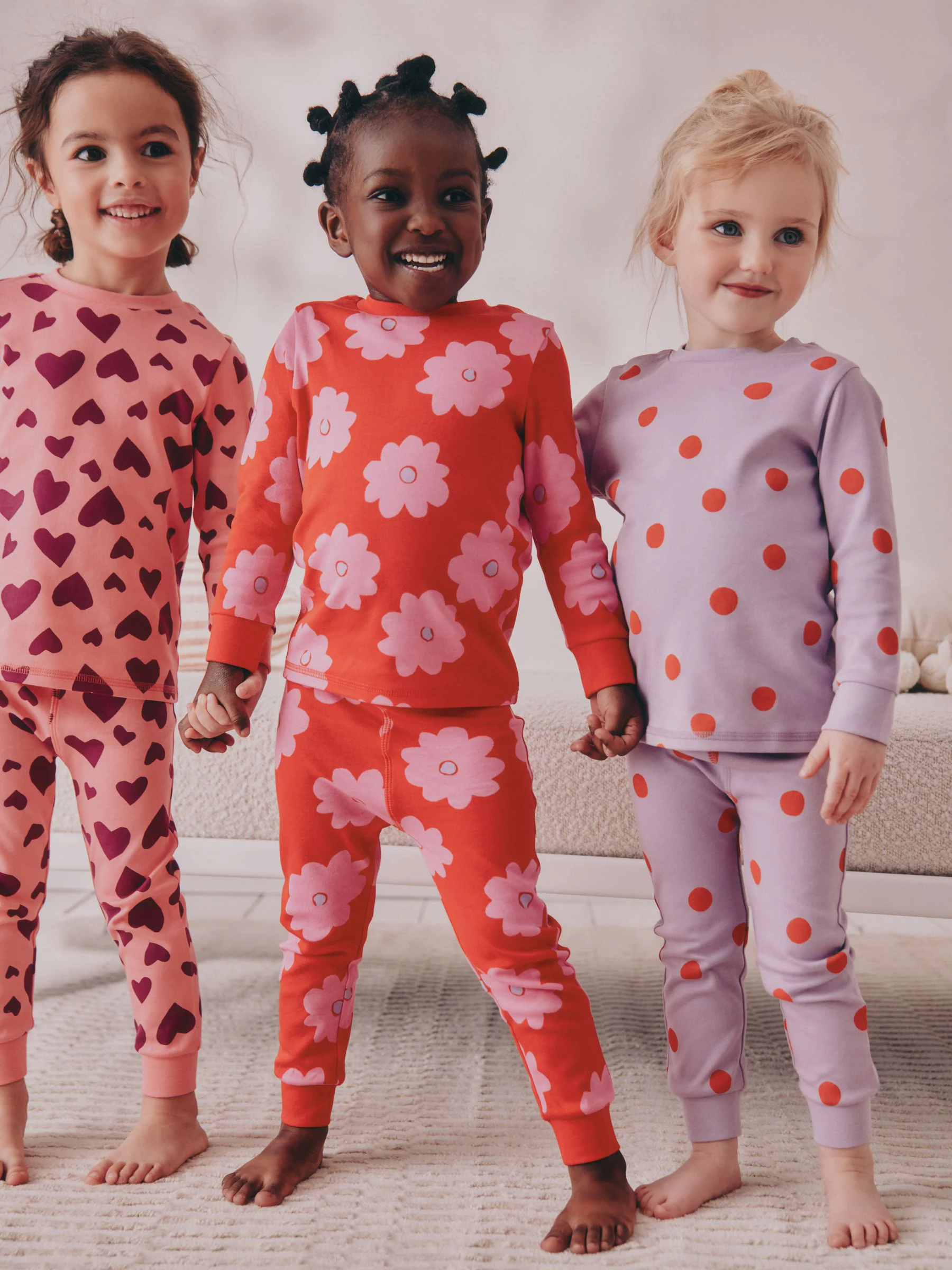 Rood/Roze Stampy-print - Verpakking van 3 knusse pyjama's (9 mnd-16 jr)