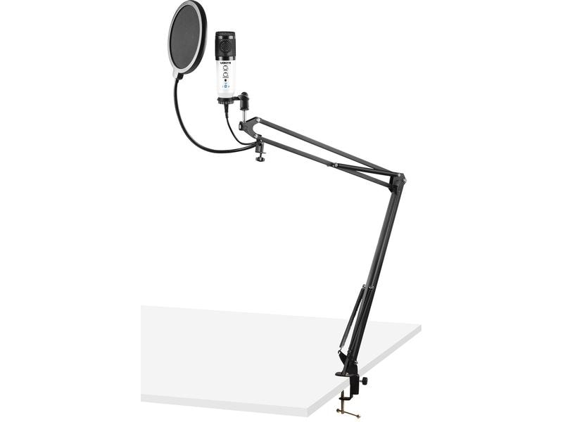 Vonyx Kondensatormikrofon CMS320W USB-Mikrofon mit Studio-Galgenarm