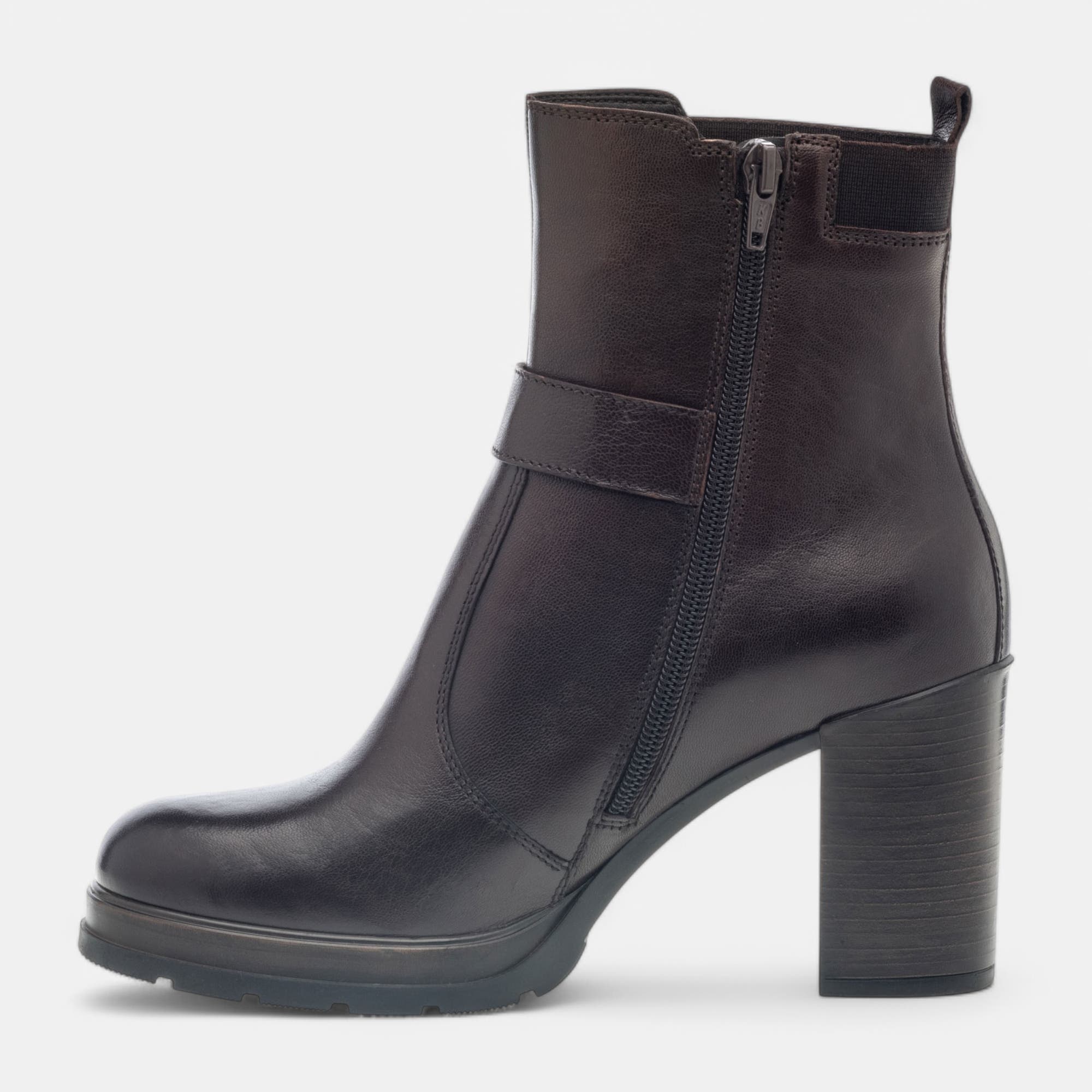 Bottines à talon Femme en cuir marron