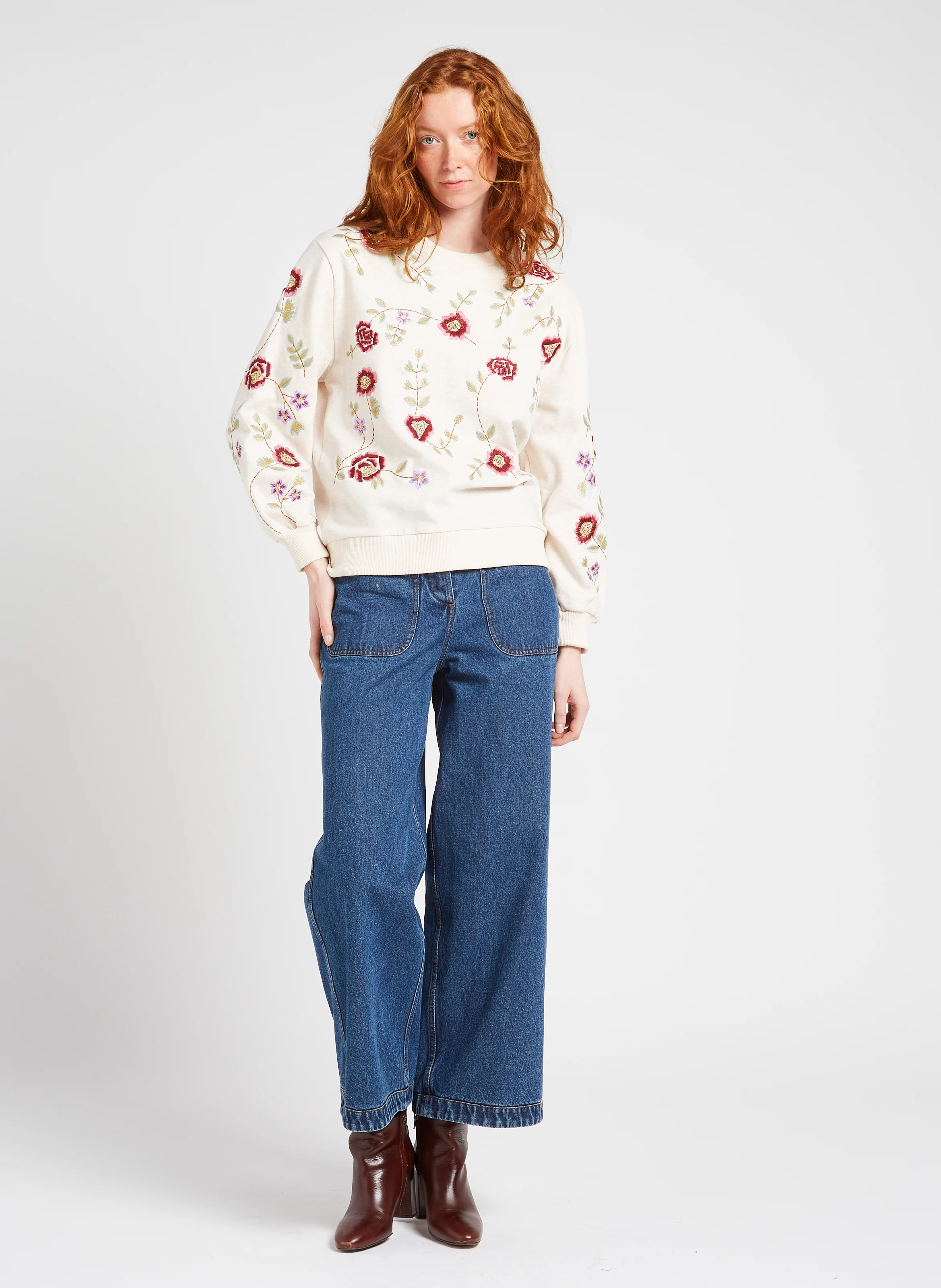 PETRA - Sweat col rond en coton bio | Multicolore