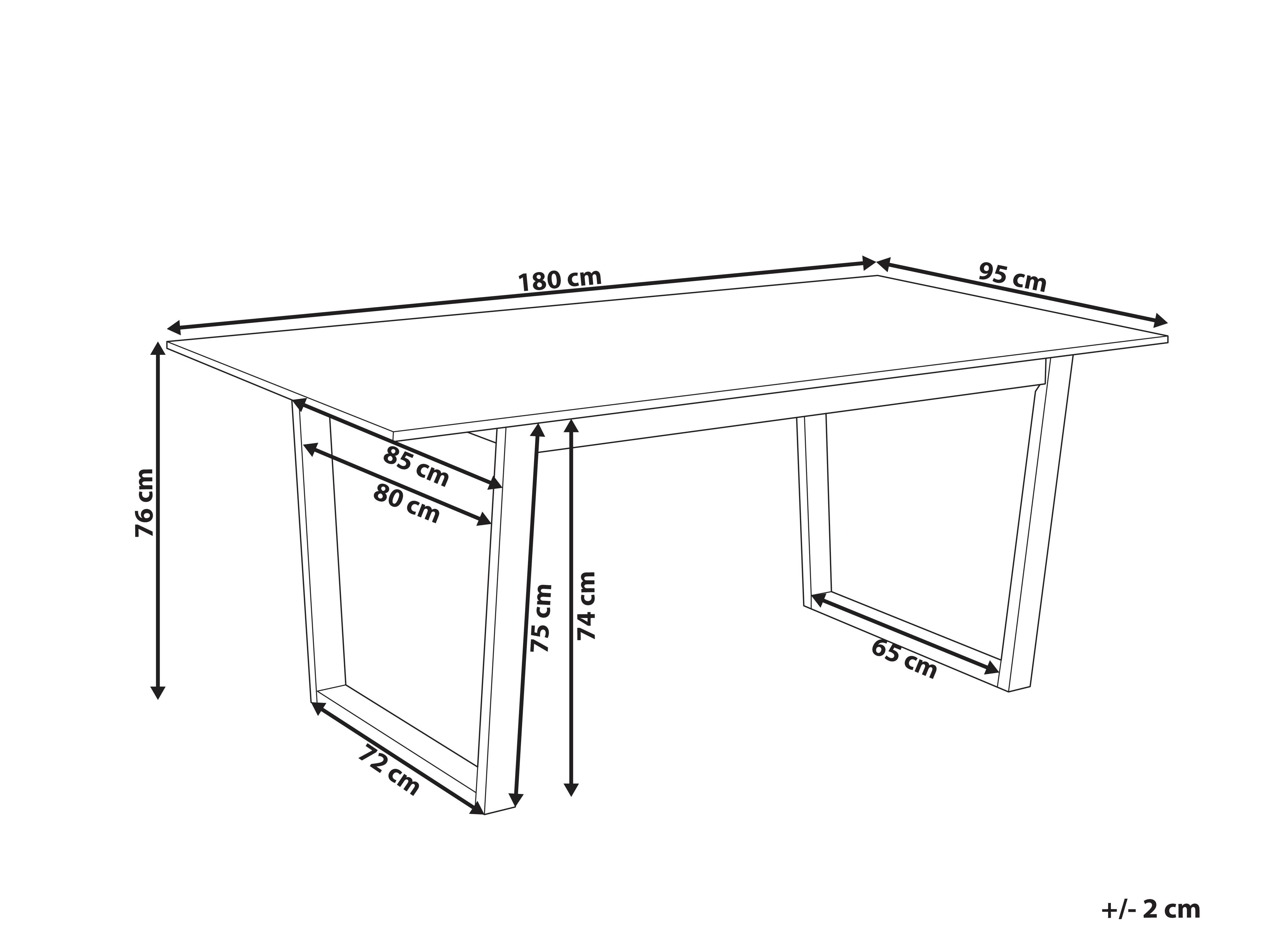 Eettafel CAMDEN Licht essenhout 95 cm 180 cm