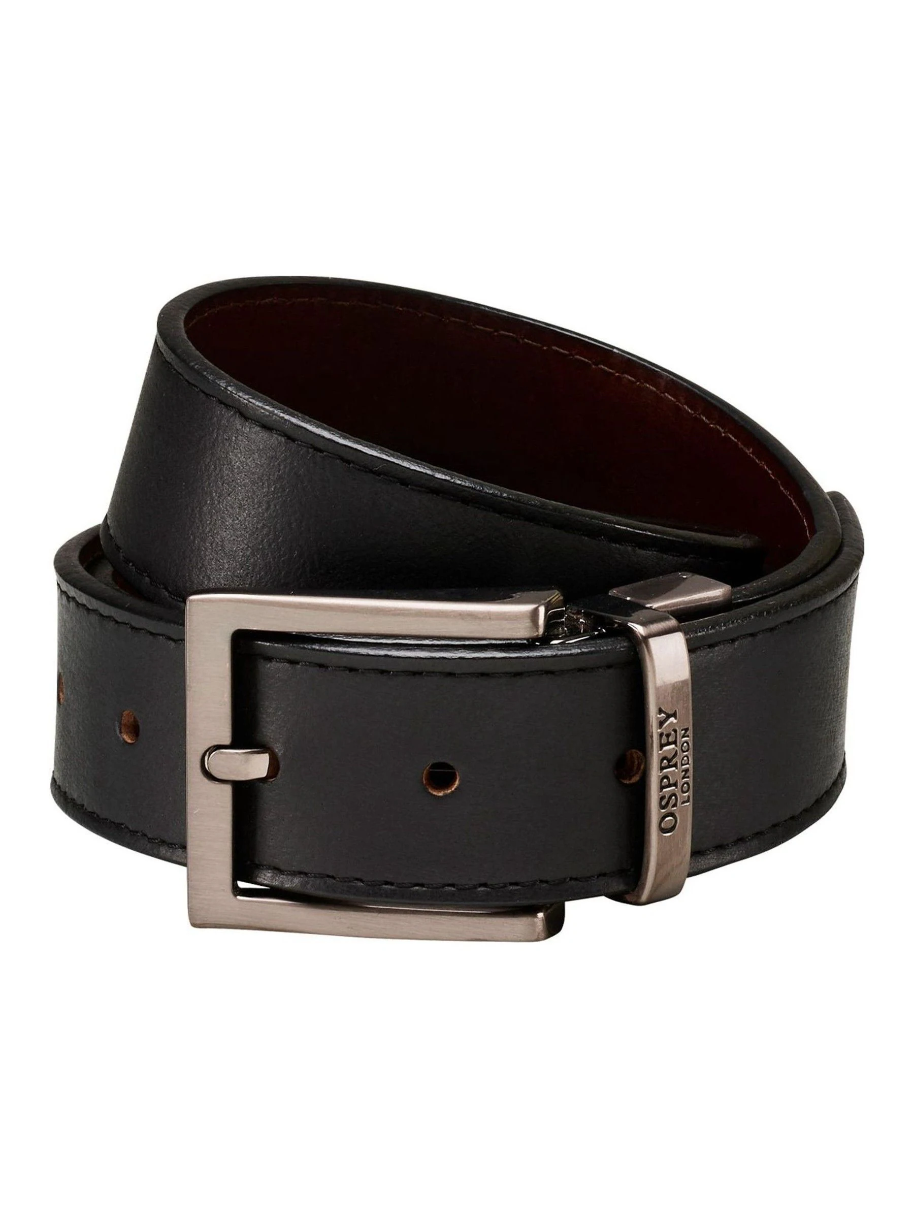 Osprey London - The Crawford van 3,5cm Omkeerbare zwarte leren riem