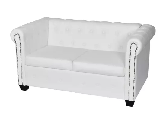 Canapé Chesterfield à 2 places et à 3 places blanc