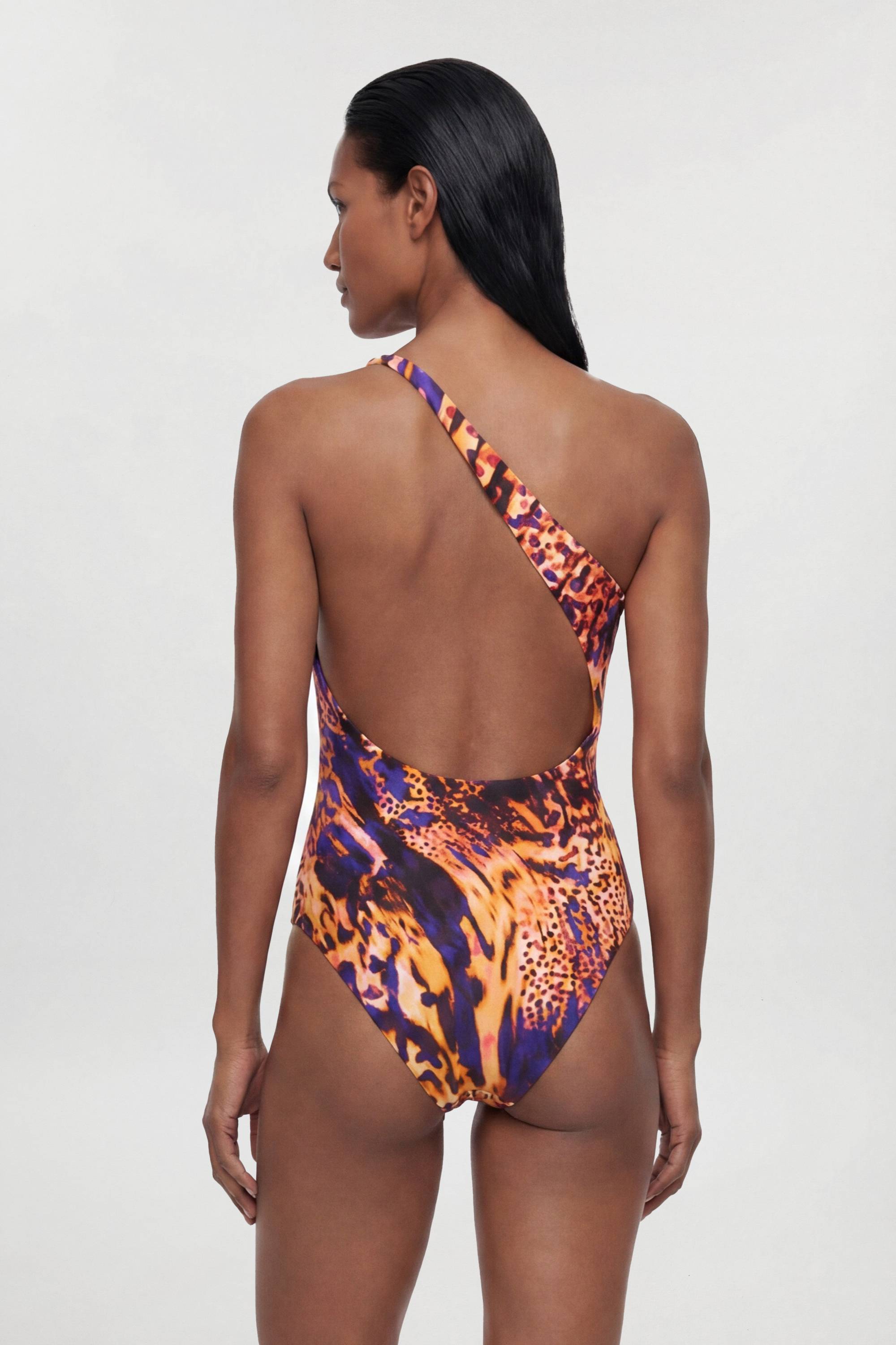 KarenMillen Maillot De Bain Asymétrique Imprimé Animal Abstrait