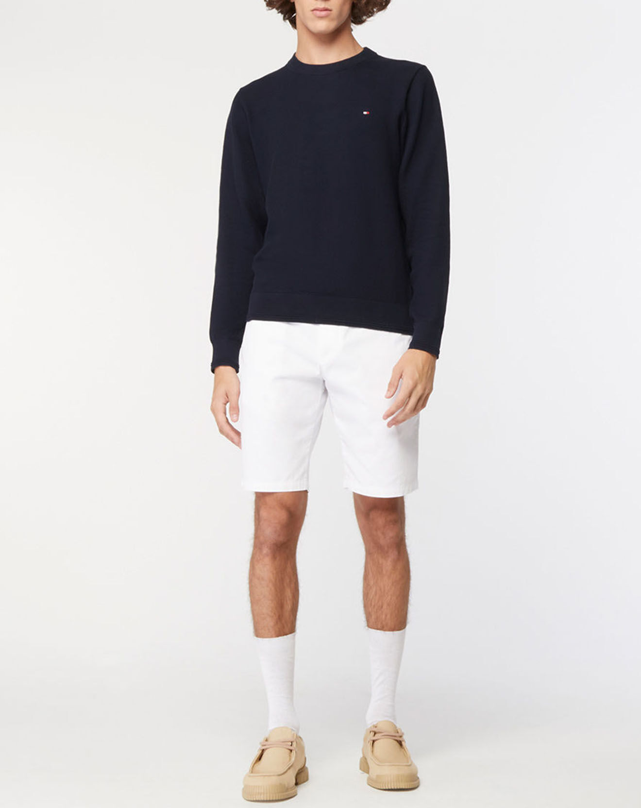 Tommy Hilfiger Pull 100% Coton Bio Basket Weave Structure bleu marine