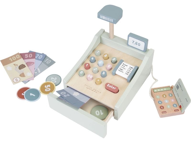 Little Dutch Kaufladen Spielkasse mit Scanner Kasse aus Holz für Kaufmannsläden