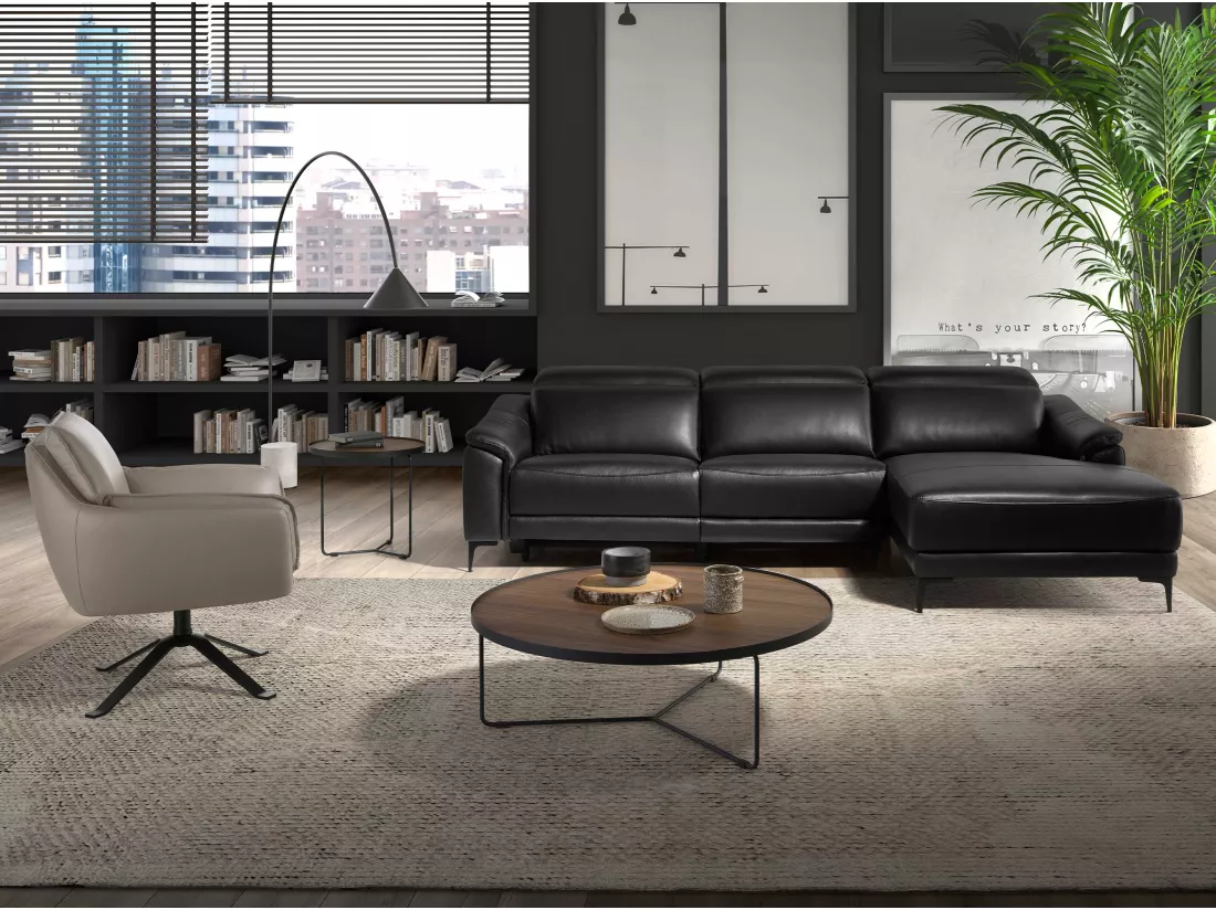 Fauteuil pivotant en cuir gris foncé 5125 ANGEL CERDA