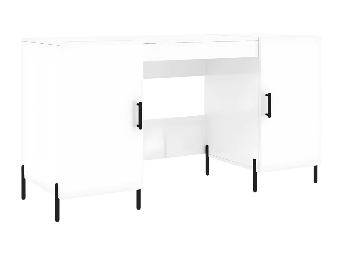 Bureau Blanc brillant 140x50x75 cm Bois d'ingénierie